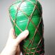 Antique Japanese green ceramic vase with Awaji Yaki bamboo lacing, 1900-1930