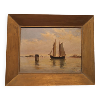 Oil Painting On Tablet Venezia XIX Century Signed A.Mariotti