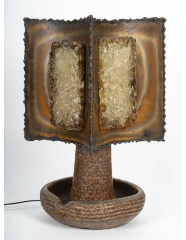 Accolay ceramic and metal table lamp, 20th century.