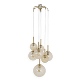 “Cascade” brass chandelier with amber globes