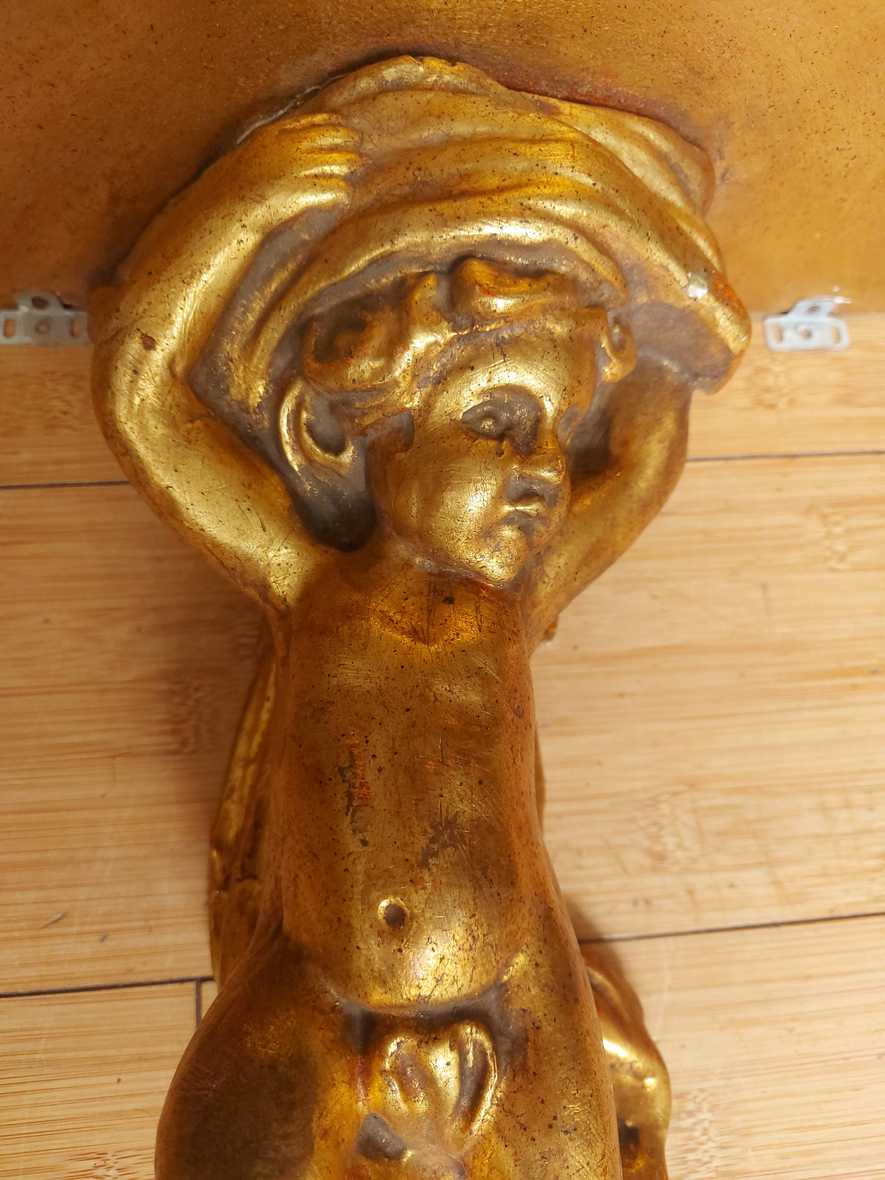 Shelf , Wall console gilded cherub