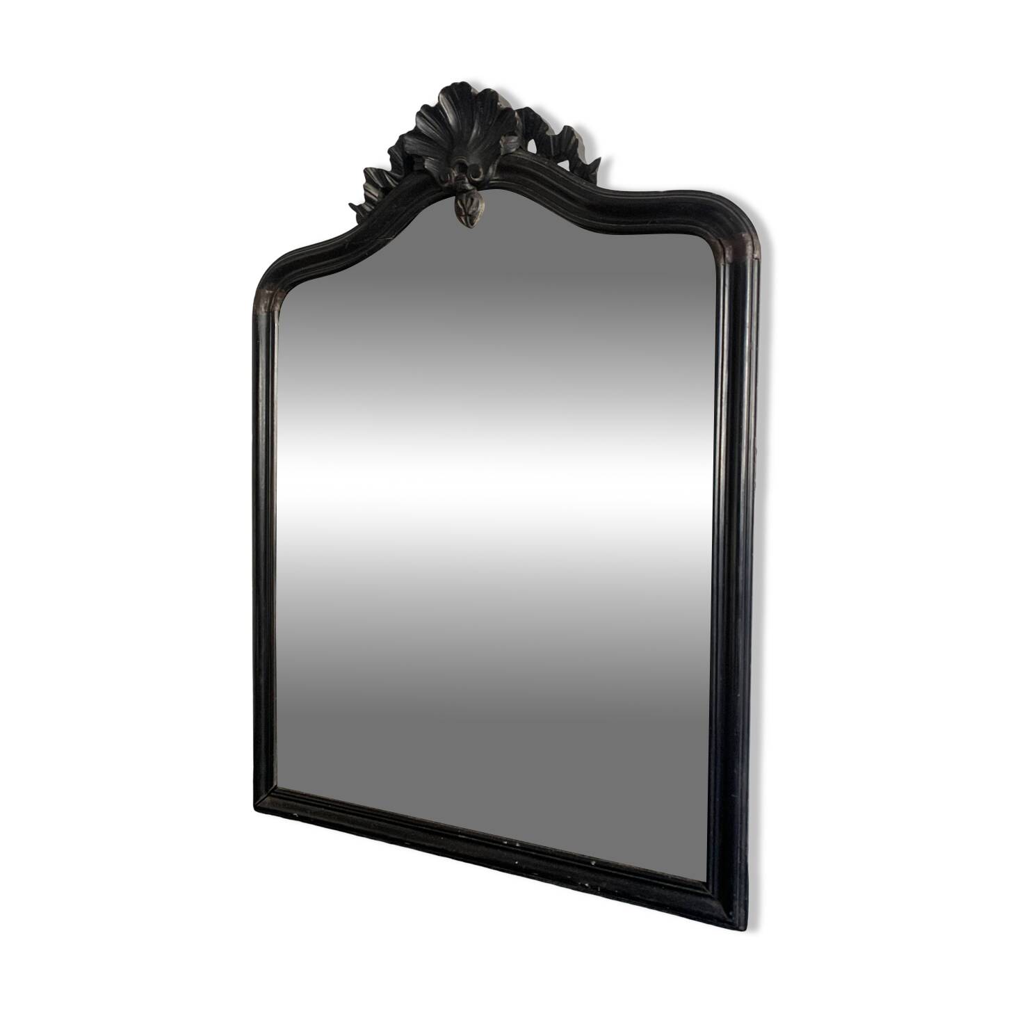 Napoleon III mirror in black wood with pediment