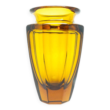 Vase Art Déco, cristal, conçu par J. Hoffmann, Tchécoslovaquie, années 1930.