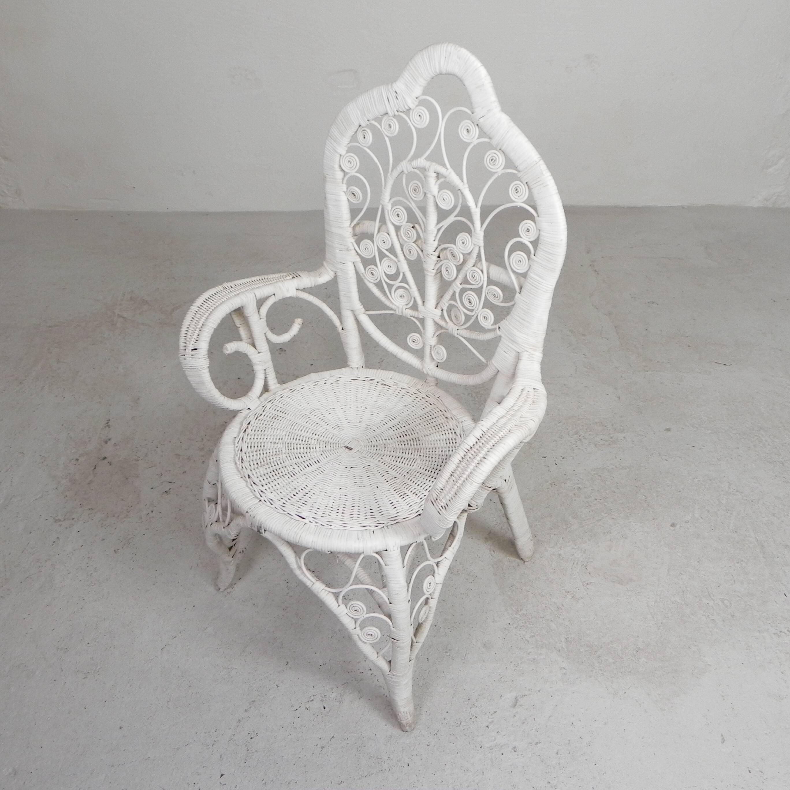 Vintage bamboo, rattan armchair with armrests, 1950s