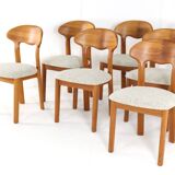 Lot de 6 chaises design danoises Juul Kristensen en teck