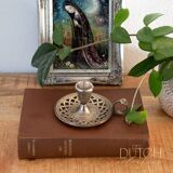 Silver Plated Candlestick Holder, Vintage Chamberstick With Patina, Ornate