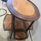 Folding tea table in marquetry wood - removable top