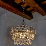 Golden Kinkeldey chandelier, cut glass, 3 levels, Germany, 1970