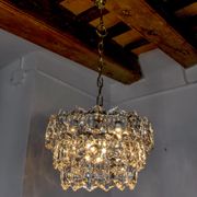 Golden Kinkeldey chandelier, cut glass, 3 levels, Germany, 1970