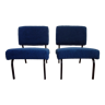 Pair of minimalist reupholstered seats from the 60s/70s