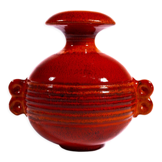 Orange ceramic amphora vase West Germany