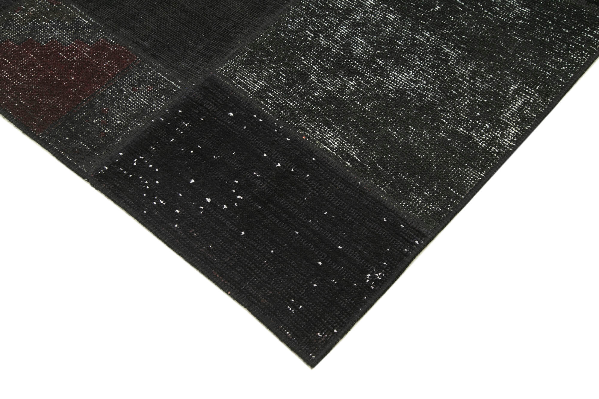 Handmade anatolian overdyed 170 cm x 245 cm black patchwork carpet
