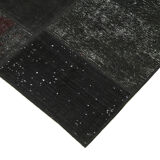 Handmade anatolian overdyed 170 cm x 245 cm black patchwork carpet