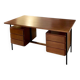Vintage modernist desk in wood and black with 6 drawers