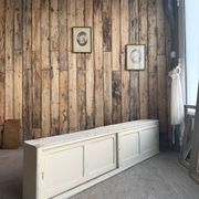 Vintage patinated work cabinet with sliding doors (renovated)