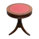 Vintage English pedestal table in wood and leather
