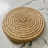 Turned wicker tray and vintage glass