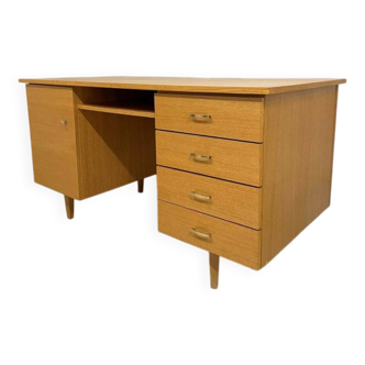 Vintage desk with 4 drawers, 1 door, 1 locker