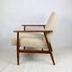 Armchair 'Lis', 1970s beige boucle design by Henryk Lis - natural wood
