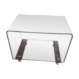 Coffee table David Lange 1970 vintage plexiglas smoked rolling furniture HFI TV