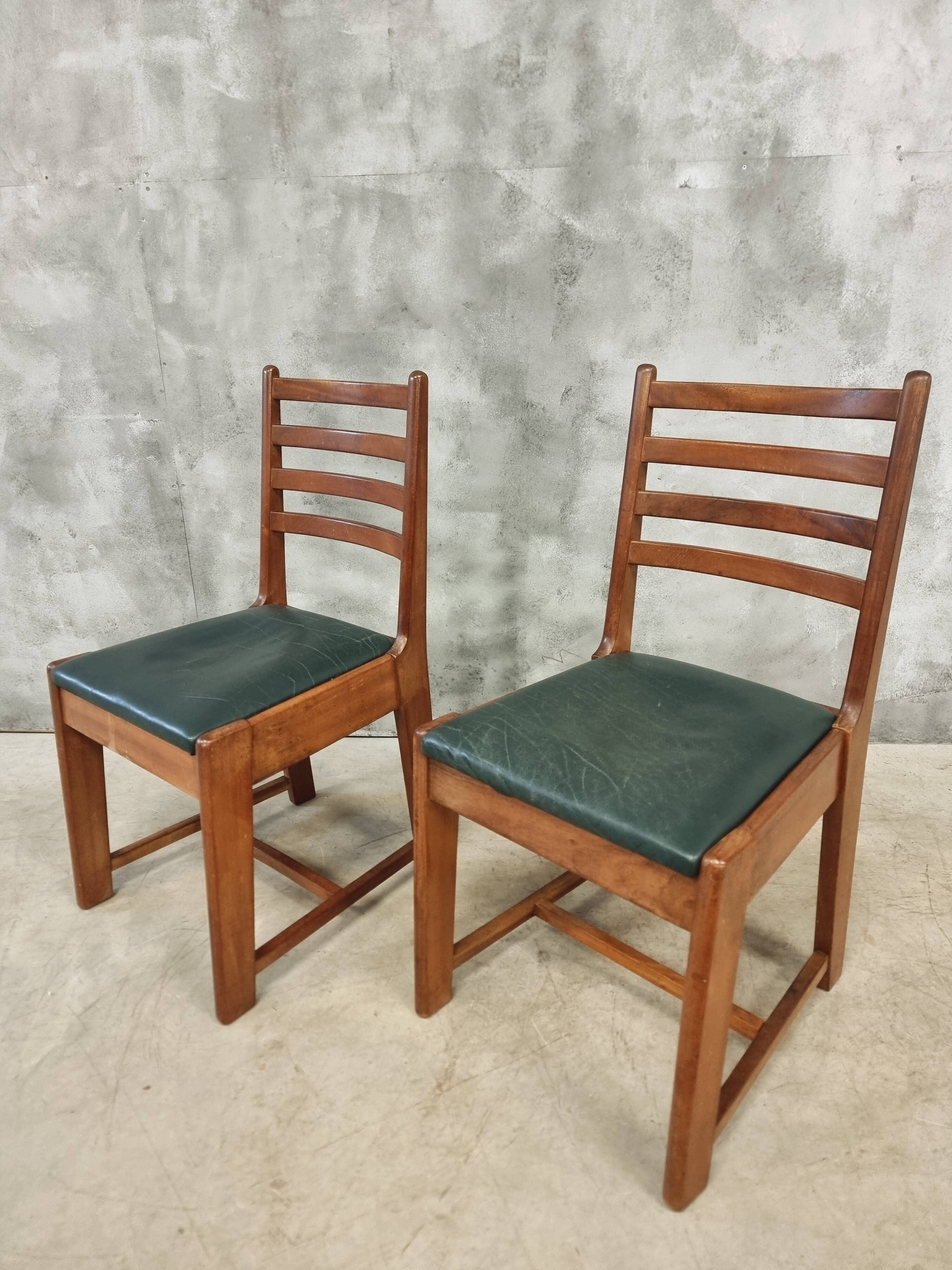 Two Bas van Pelt designer dining chairs in walnut, 1930s