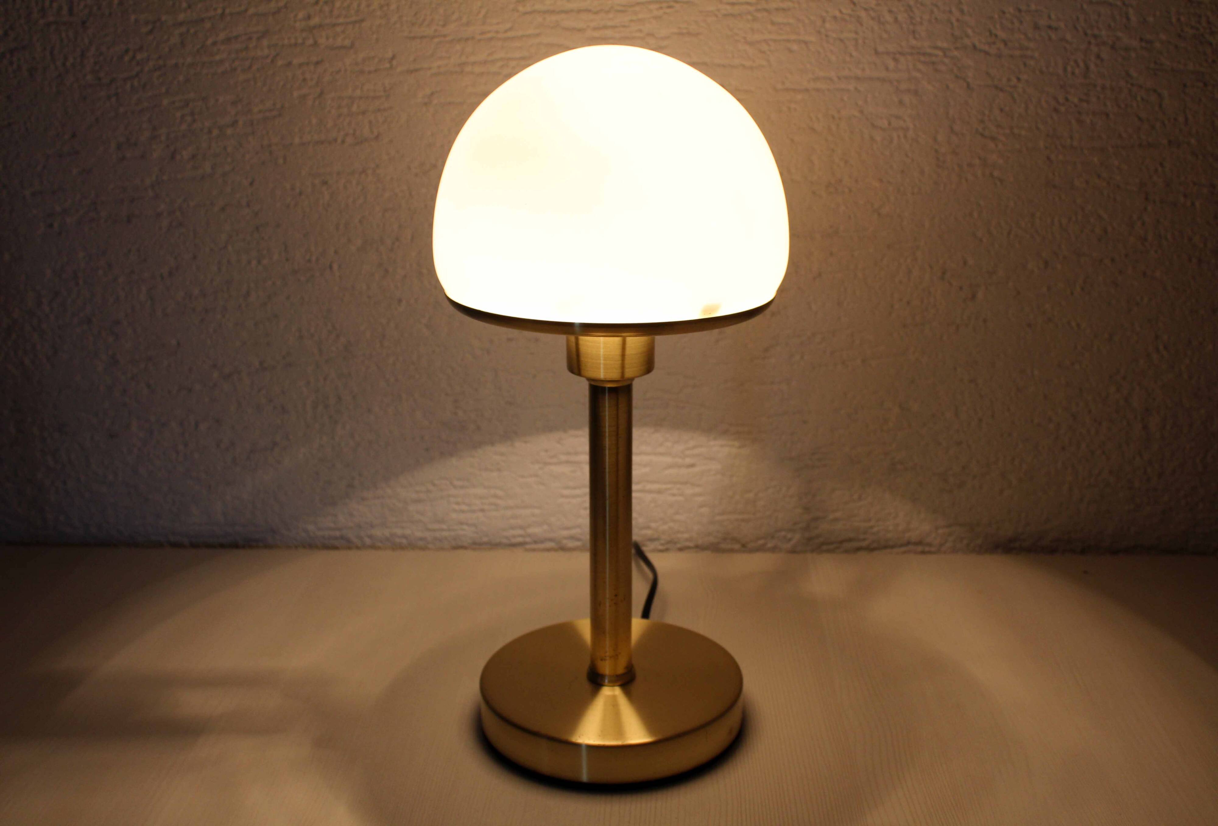 Brass and opaline glass table lamp 1980