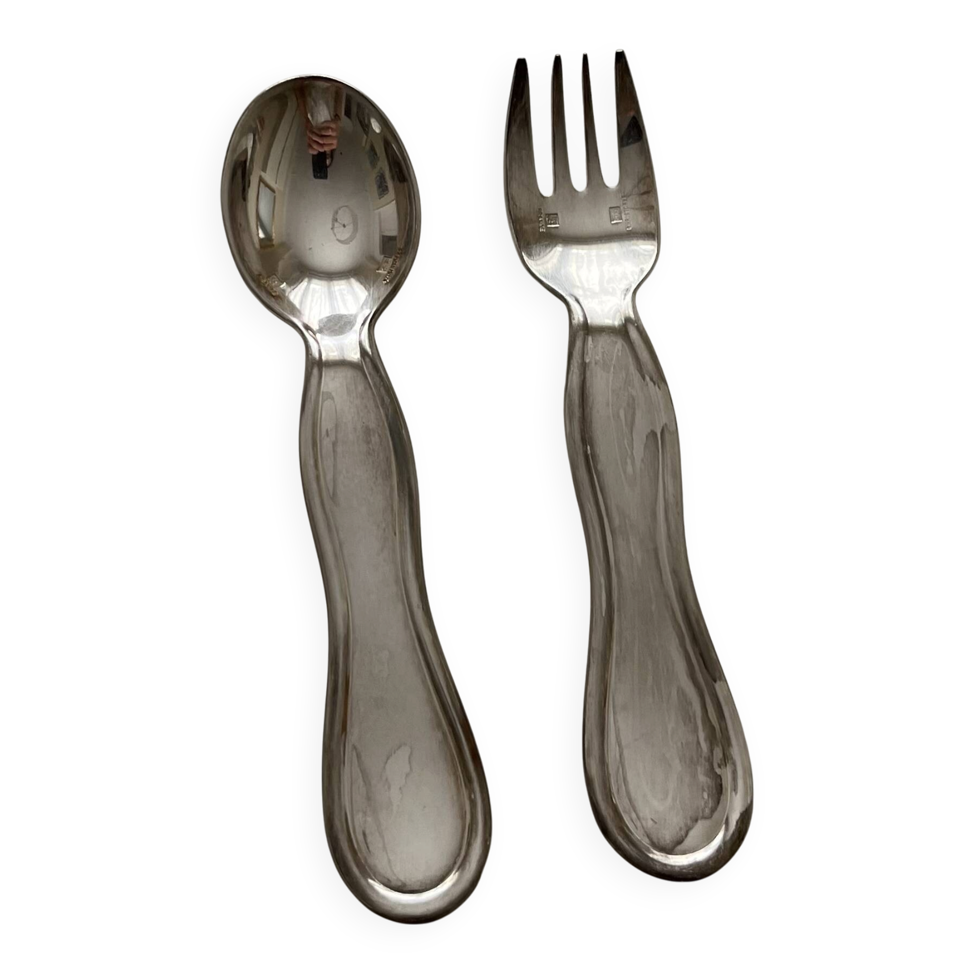 2 couverts enfant en métal argenté Christofle