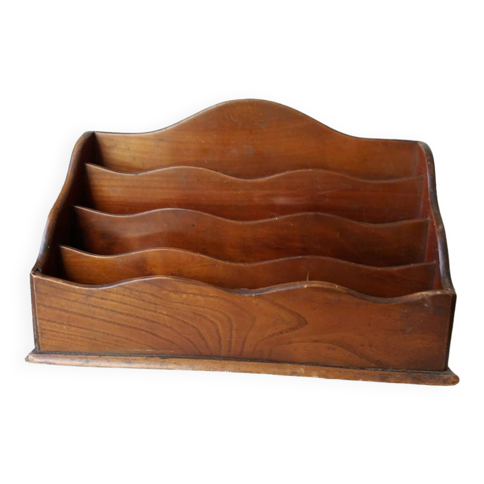 Large art deco mail holder in varnished wood