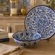Handcrafted Turkish Ceramic Bowl and Plate Set, Blue Floral Iznik Plate