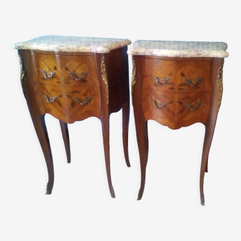 Pair of bedside tables louis xv rosewood
