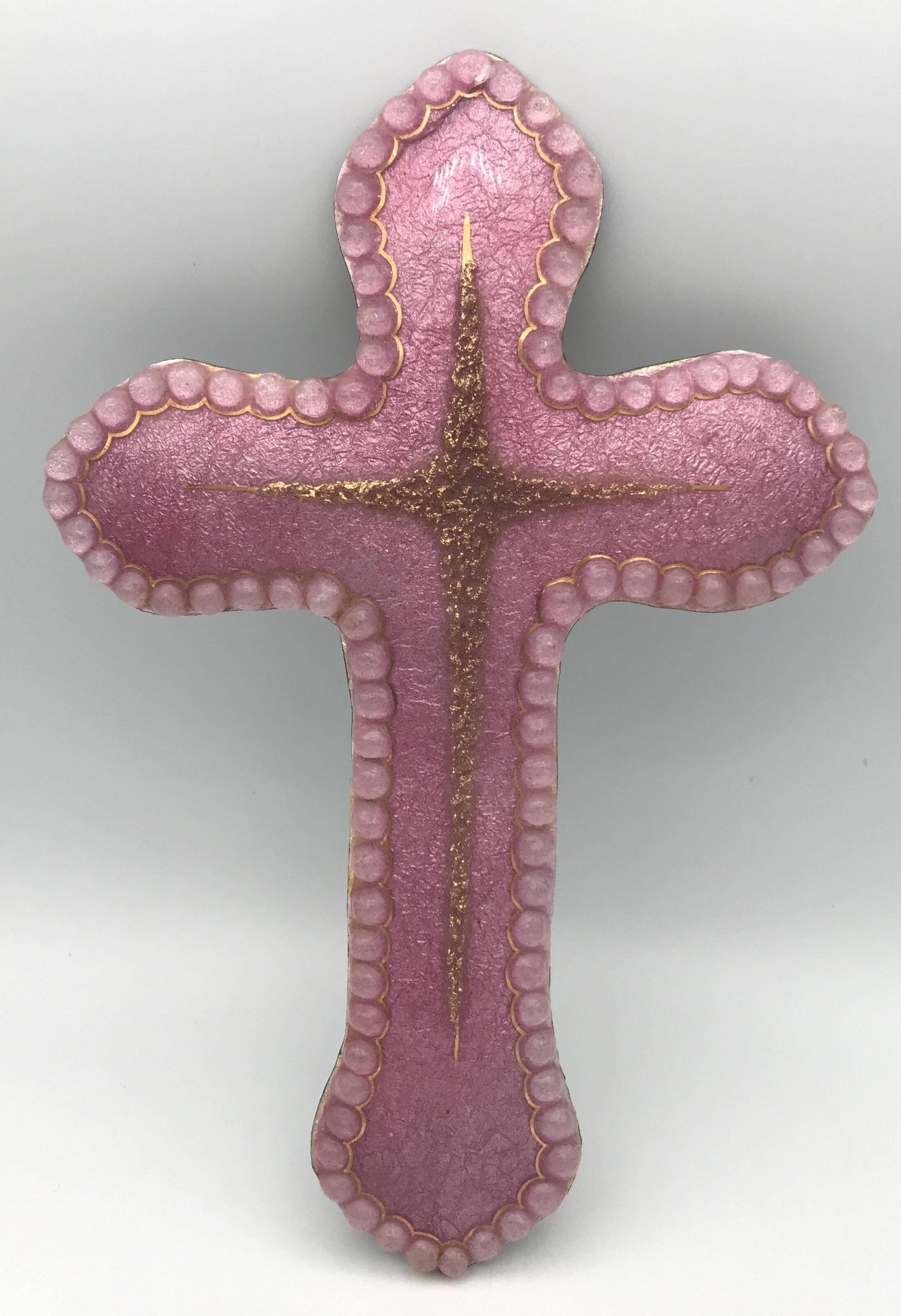 CROIX religieuse murale en émaux d’art sur argent signé P.BONNET, Limoges
