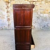 Vintage mahogany avocado bookcase with overhead glass doors circa 40's/50's