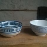 Duo of mismatched old bowls