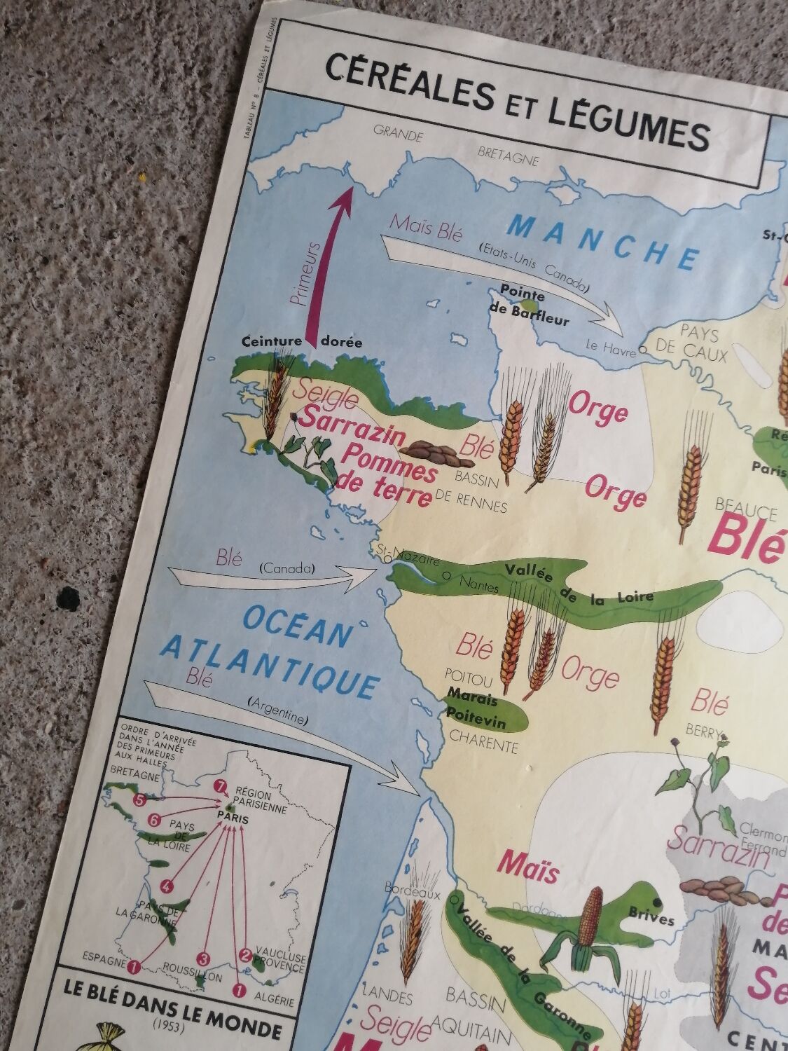 Vintage school map mdi FRANCE The Seine