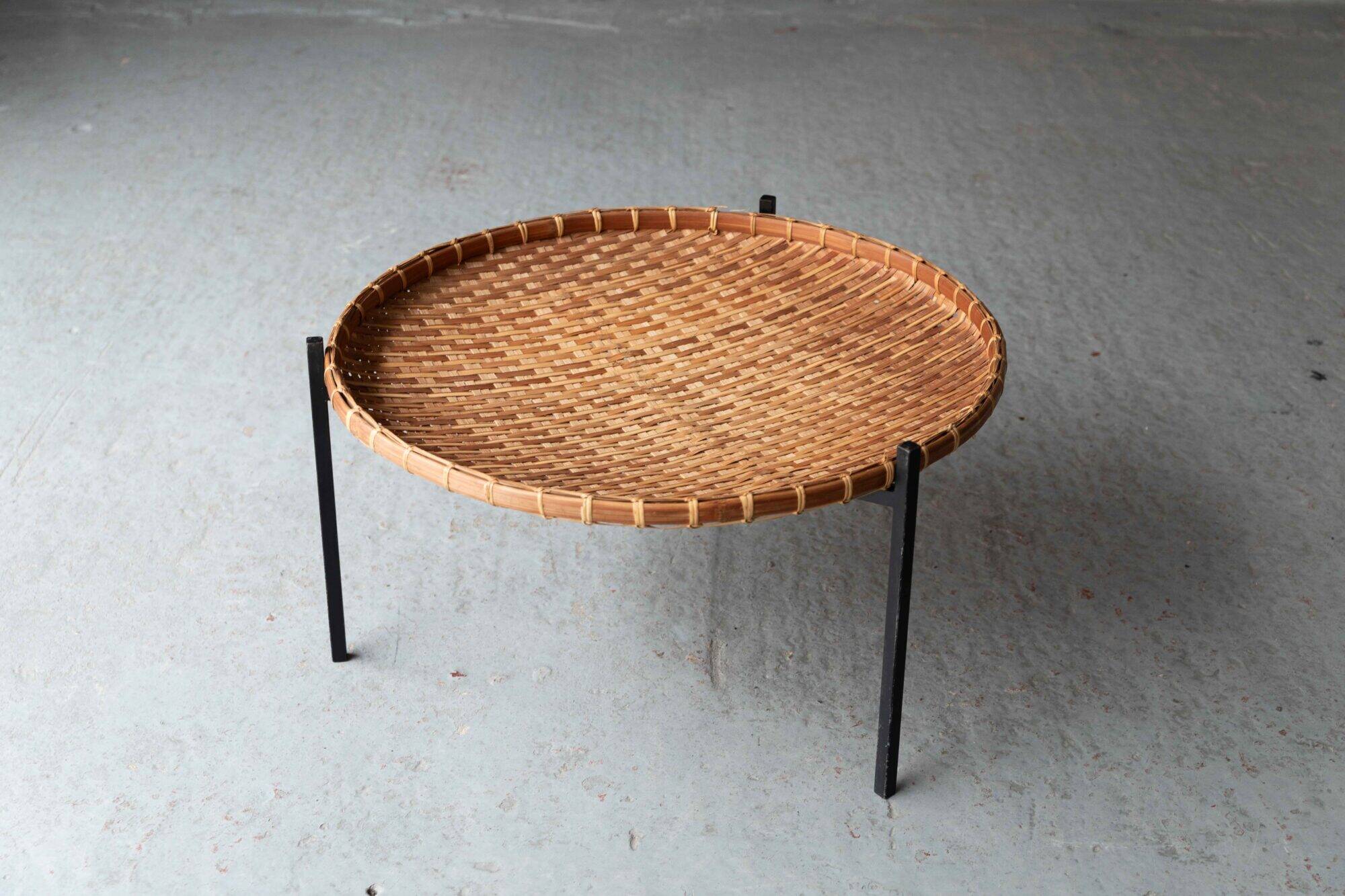 Rattan magazine basket, Netherlands, 1960s