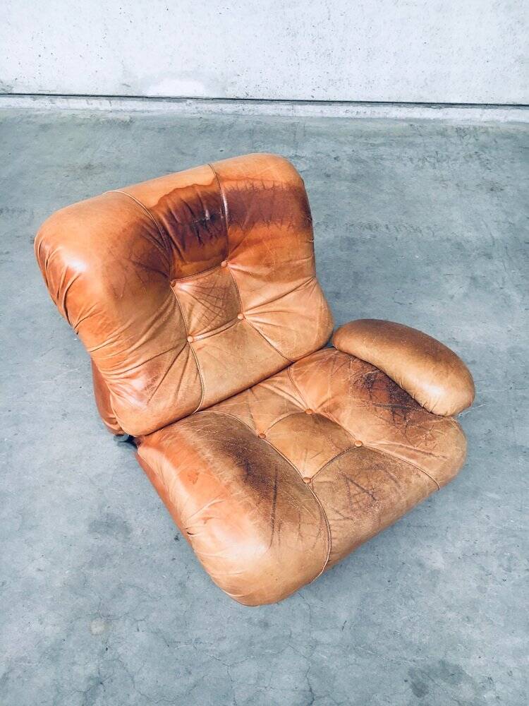 Mid-Century Modern Italian Leather Sectional Sofa by Ipe, Italy, 1970s, Set of 5