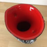 60s Vallauris ceramic vase, white spaghetti