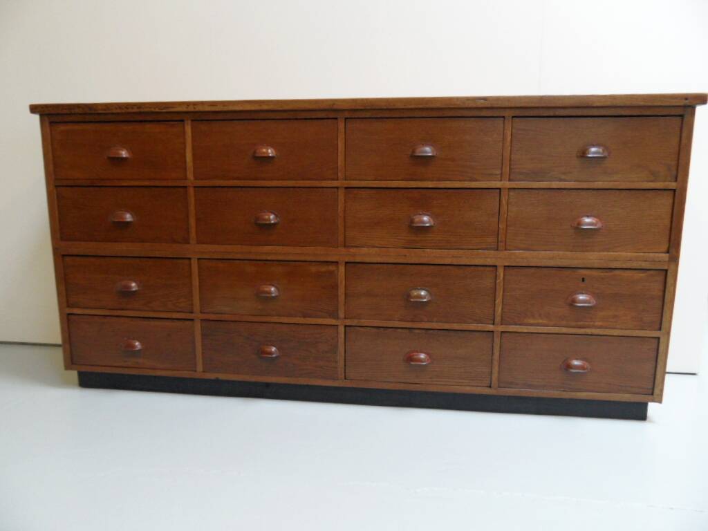 Classeur d'atelier en chêne vintage