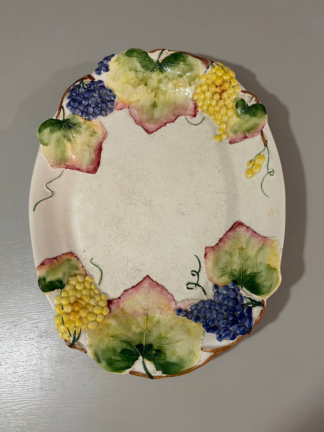 Large old earthenware slip dish