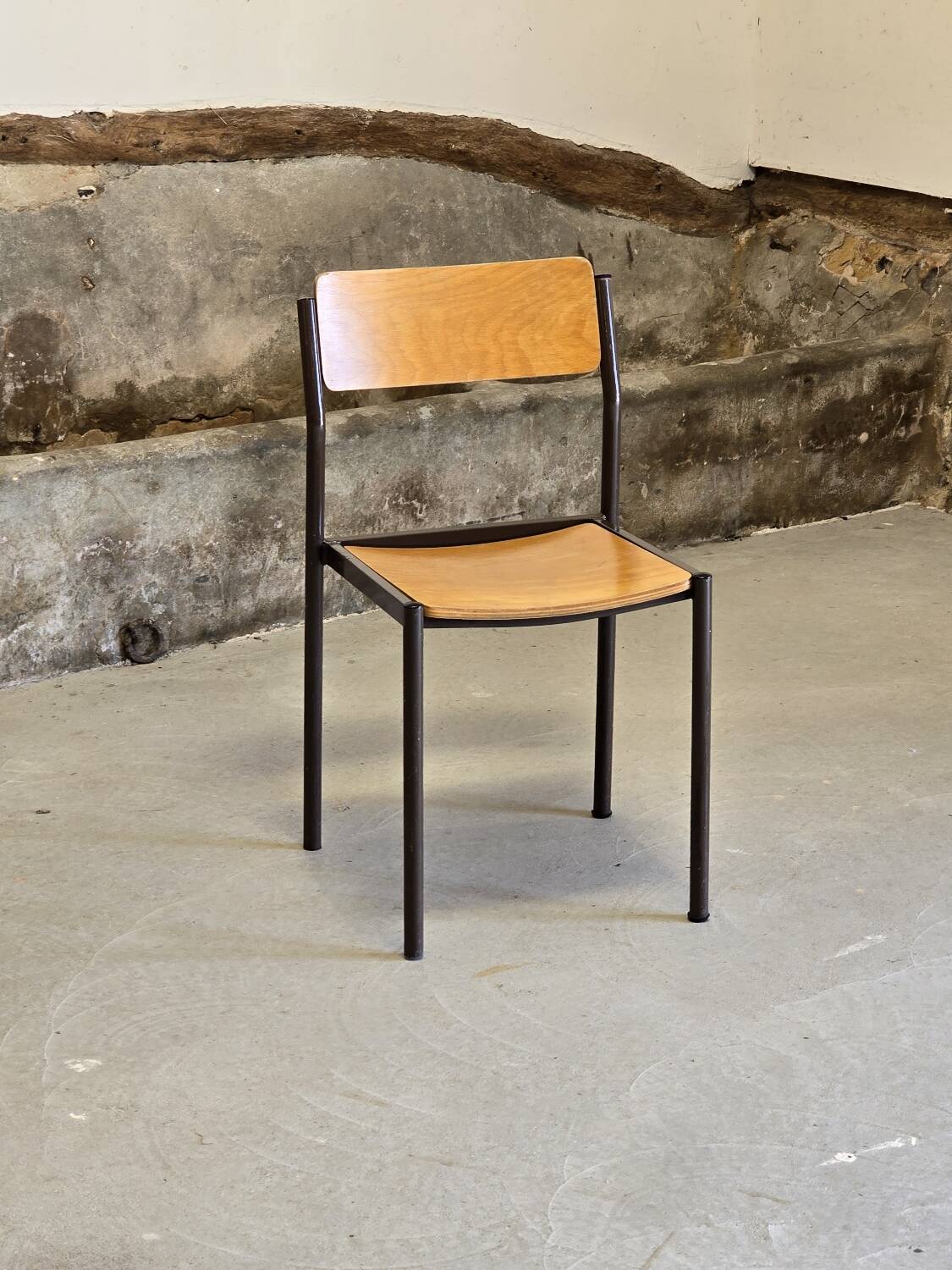 Designer wood and metal chair