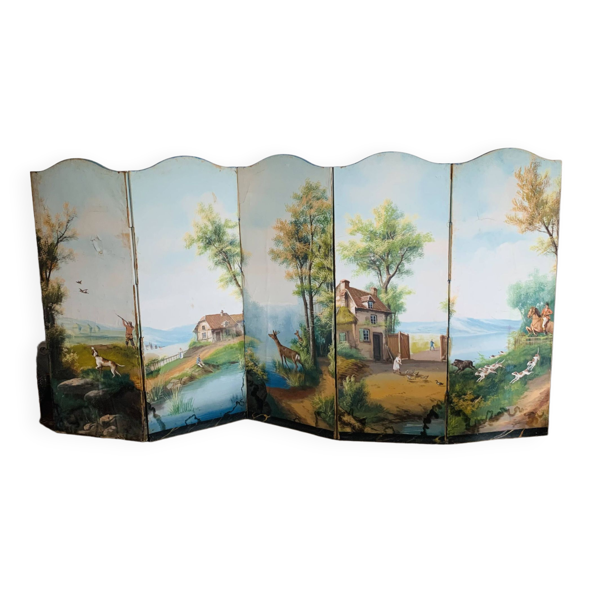 Screen made of painted canvas