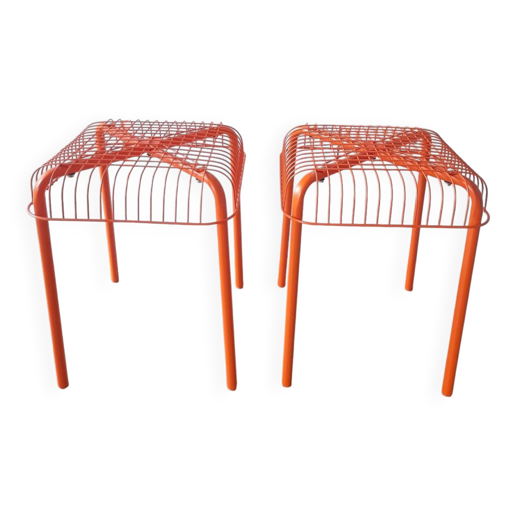 Pair of orange mesh stools Vasteron Ikea