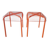 Pair of orange mesh stools Vasteron Ikea