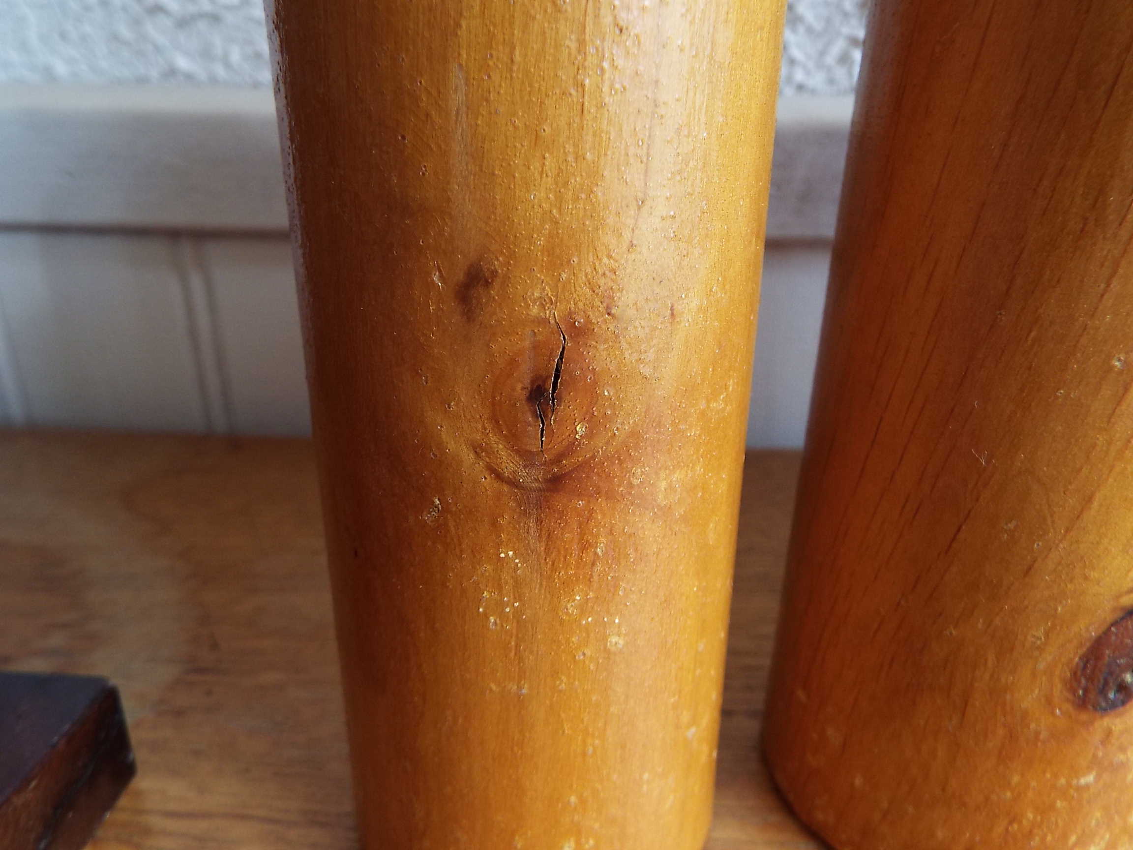 Set of 9 turned wooden pins