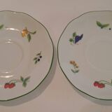 Two cups and saucers in fine porcelain, orchard model.