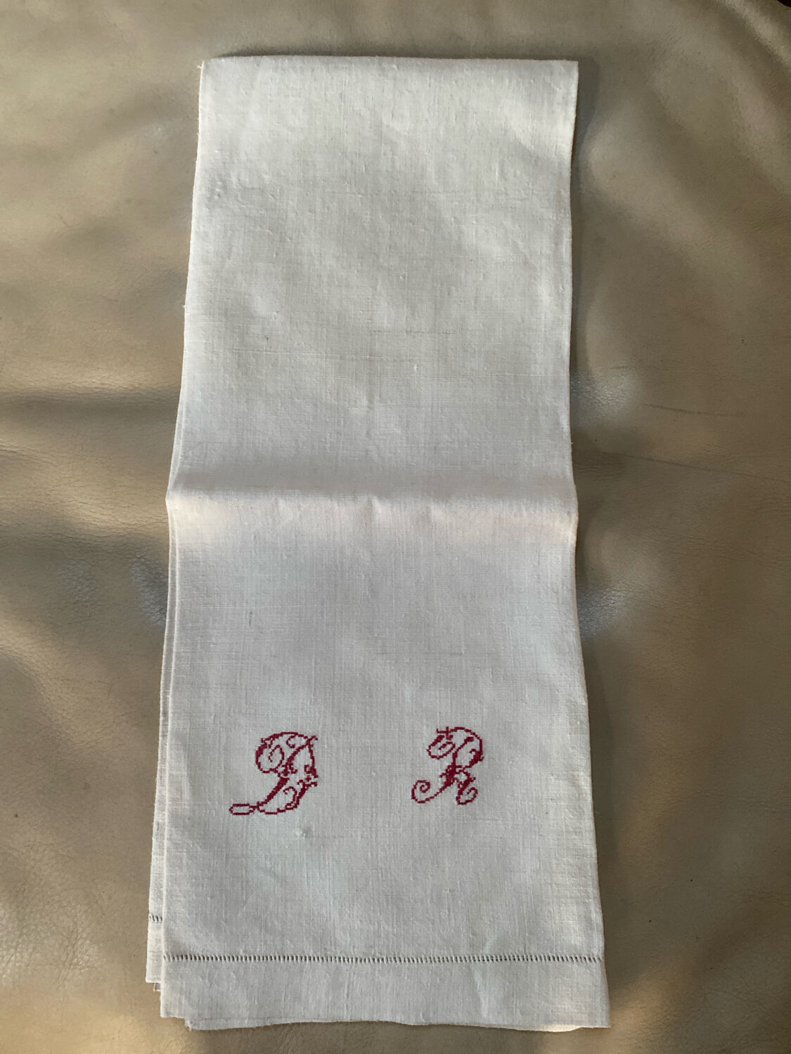 Monogrammed linen table runner