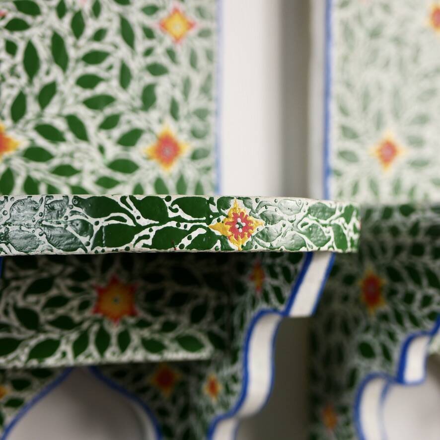 Pair of hand-painted Tunisian bedside tables or shelves