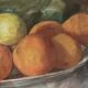 Old painting pastel still life with citrus fruits