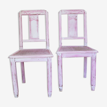 Set of 2 wooden chairs and cannage year 30