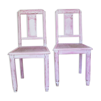 Set of 2 wooden chairs and cannage year 30